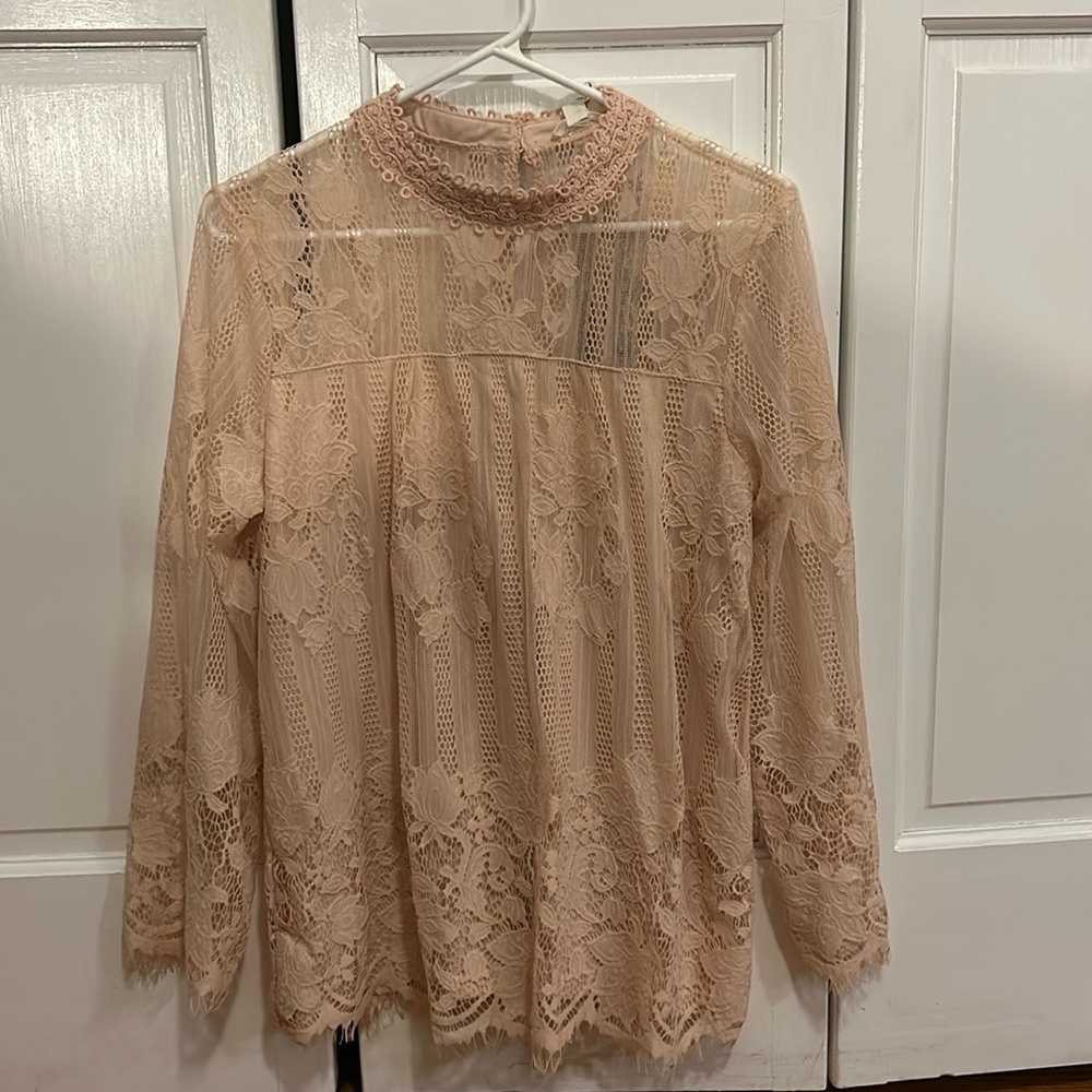 Ultra Pink M Lacy Top
